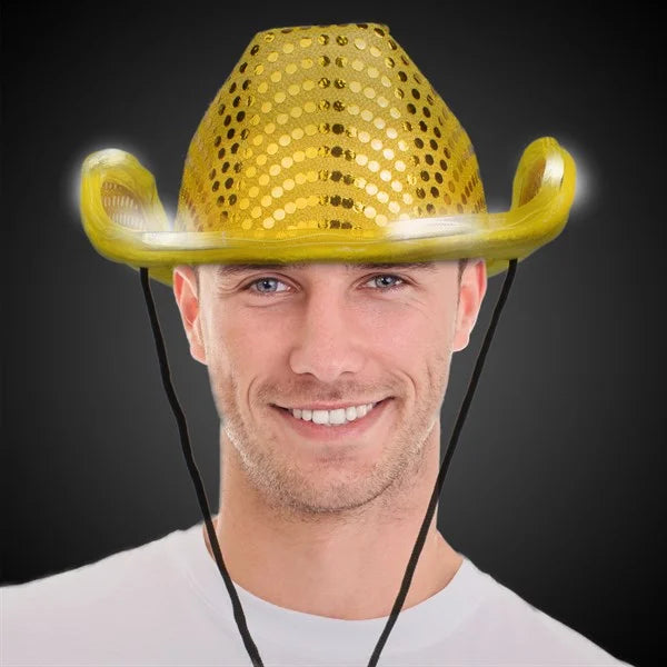 LED Light Up Flashing Cowboy Hat With Sequins