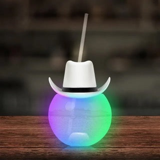 LED White Cowboy Hat Ball Cup