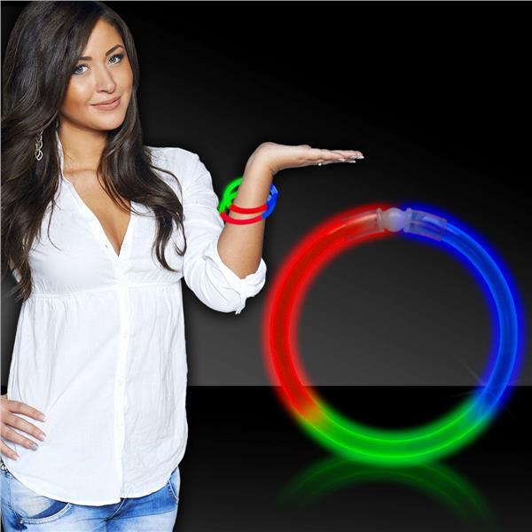 Glow Celebrations Blue, Green & Red 9" Glow Bracelets