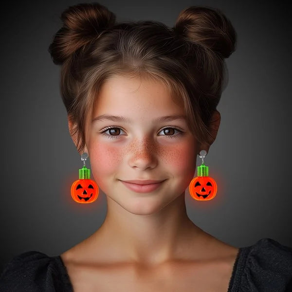 Glow Celebrations LED Jumbo Pumpkin Clip-On Earrings