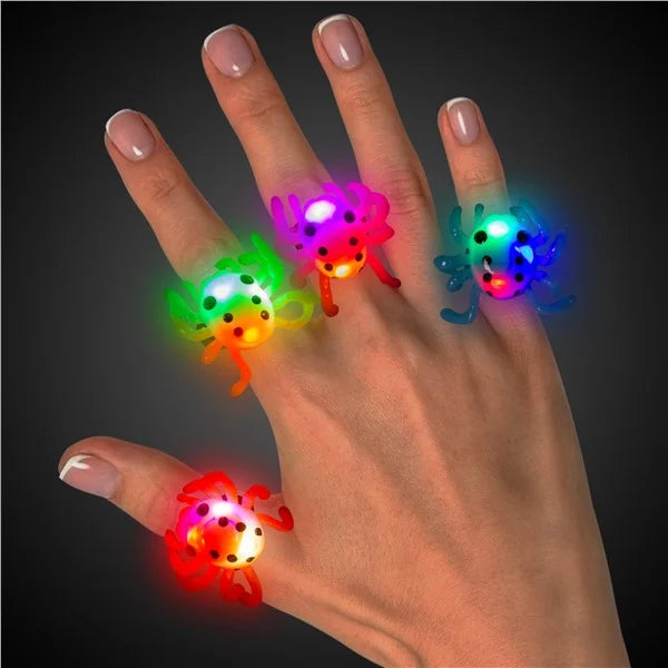 Glow Celebrations LED Spider Jelly Rings MultiColor