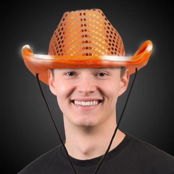 LED Light Up Flashing Cowboy Hat With Sequins