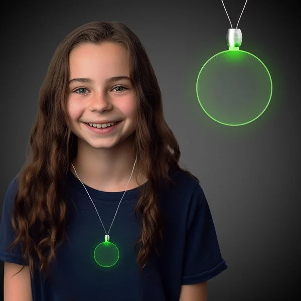 Green LED Oval Pendant Necklace