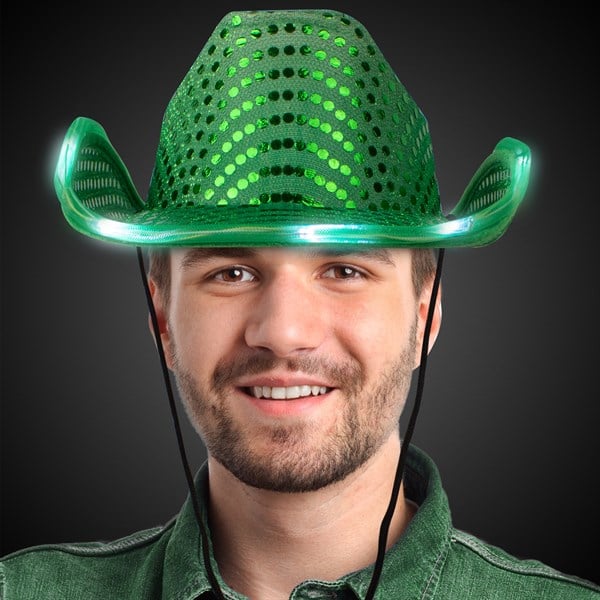 LED Light Up Flashing Cowboy Hat With Sequins