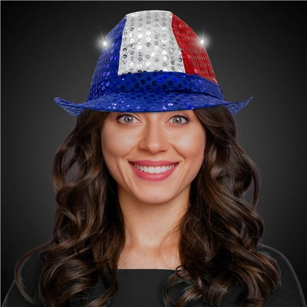 LED Patriotic Star Sequin Cowboy Hat