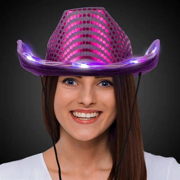 LED Light Up Flashing Cowboy Hat With Sequins