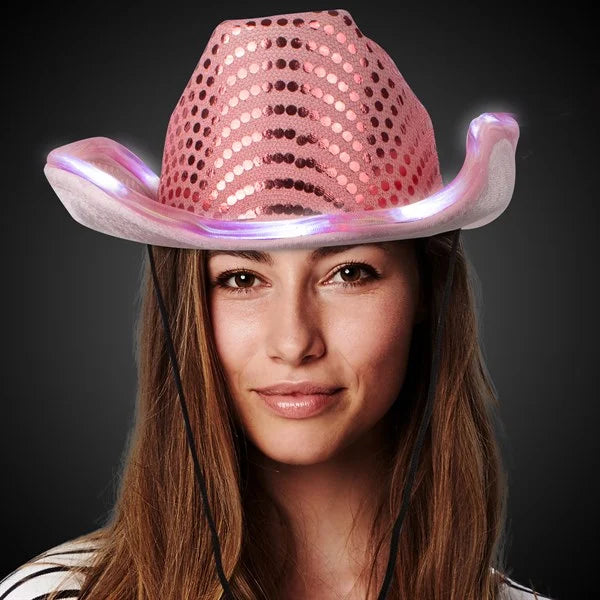 LED Light Up Flashing Cowboy Hat With Sequins