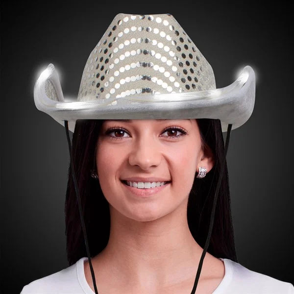 LED Light Up Flashing Cowboy Hat With Sequins