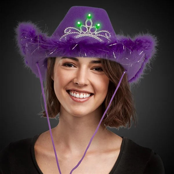 LED Blue Cowboy Hat with Tiara