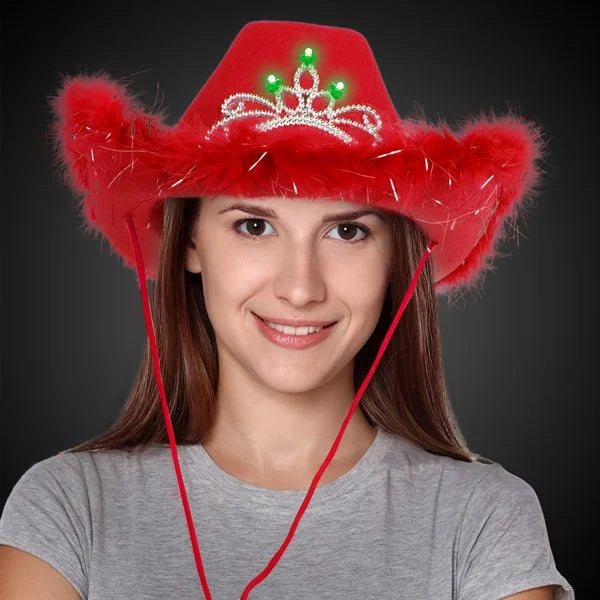 LED Blue Cowboy Hat with Tiara