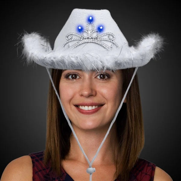 LED Blue Cowboy Hat with Tiara