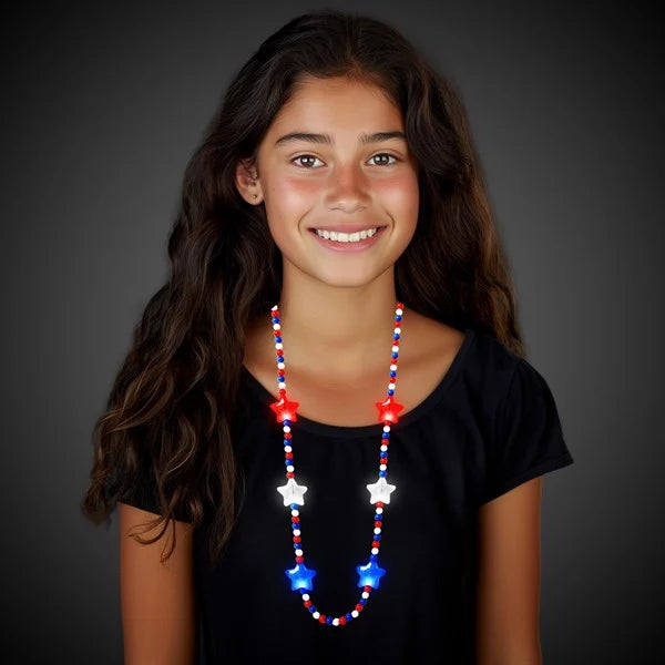 LED Patriotic Star Bead Necklace