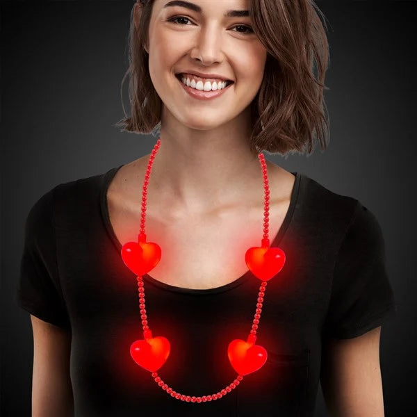 LED Jumbo Pink Hearts Necklace