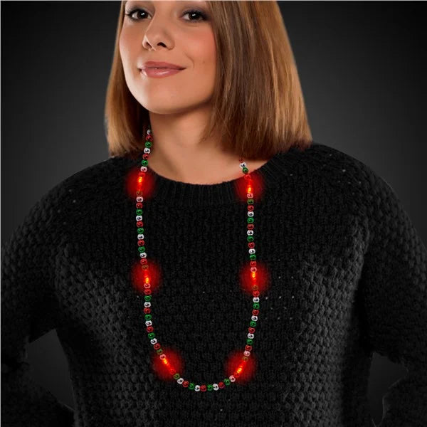 LED Red, Green & Silver Bead Necklace